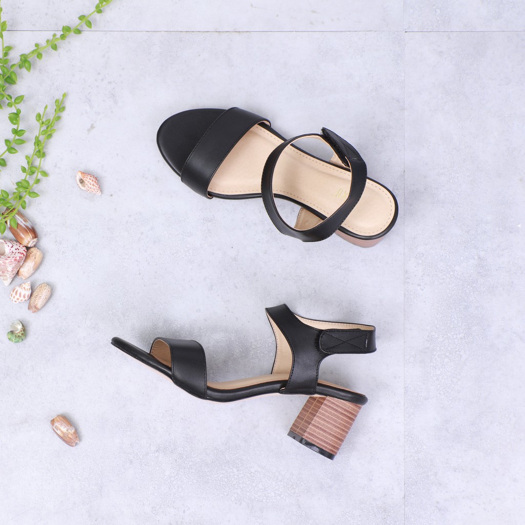 Giày Sandal Cao Gót 5cm Quai Dán Đế Gỗ 5245
