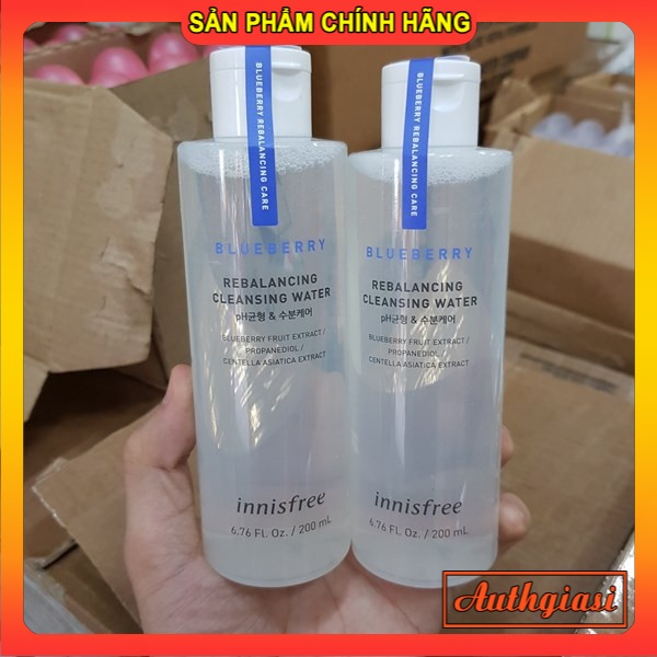 Nước tẩy trang Innisfree BLUEBERRY REBALANCING CLEANSING WATER NTT chiết xuất việt quất 200ml