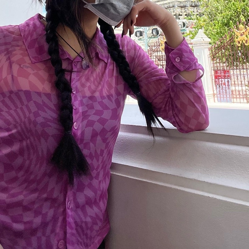 Sơmi Caro Lưới Tay Dài