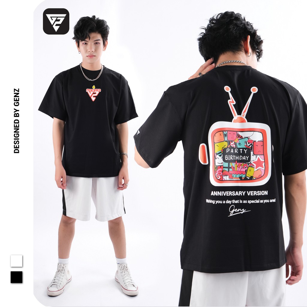 Áo thun tay lỡ GENZ phông unisex nam nữ cotton oversize form rộng TV Party BDay | BigBuy360 - bigbuy360.vn