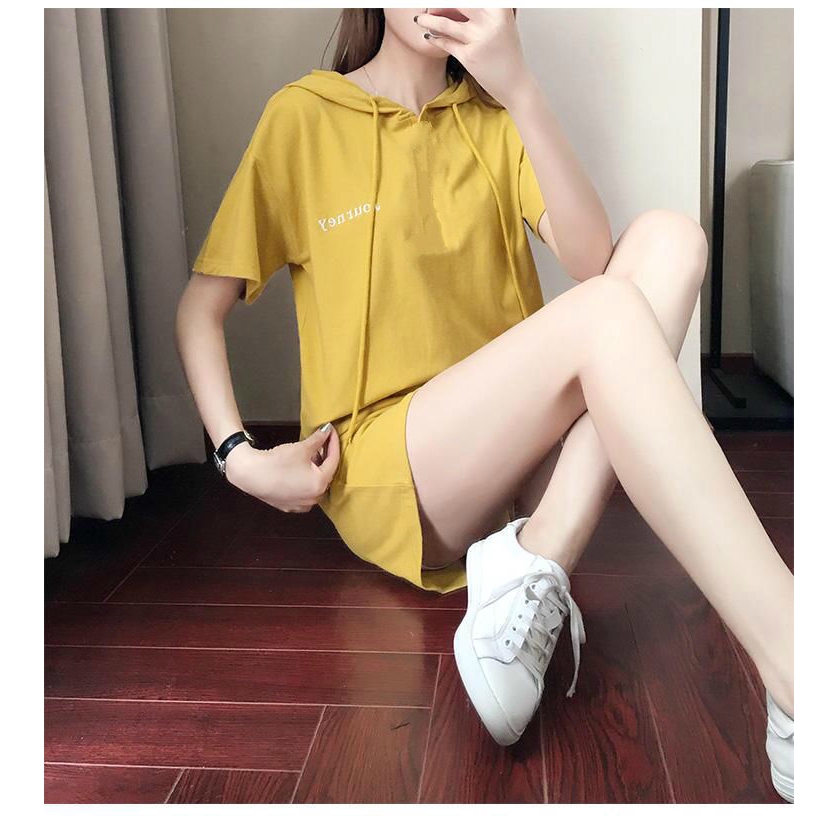 Set đồ thể thao tay ngắn dáng rộng phong cách năng động trẻ trung cho nữ