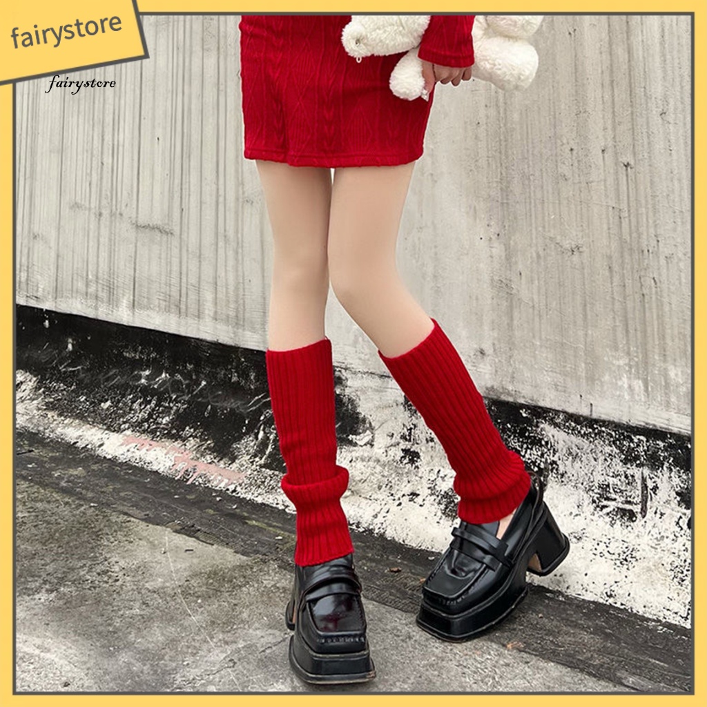 Fairystore| 1 Đôi Tất Ống Chân Giữ Ấm Chân Vào Mùa Đông Cho Nữ