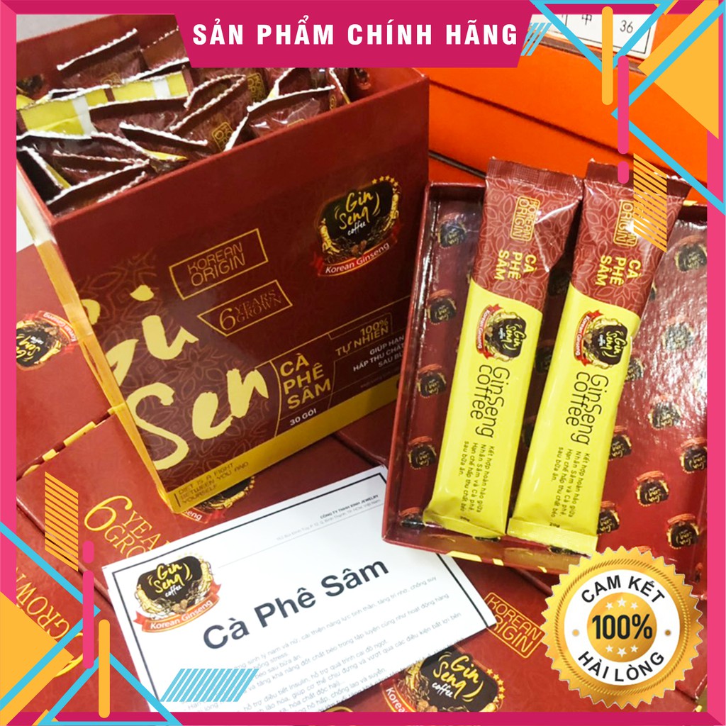 Cà phê sâm Ginseng Coffee uống liền 1 hộp 30 gói (đơn 2 hộp tặng kèm phát đồ hoặc thước dây)