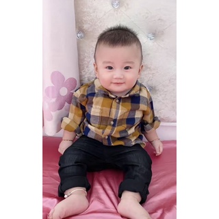 Áo sơ mi kẻ, sơ mi bò cho bé HM auth size 4m - 4y