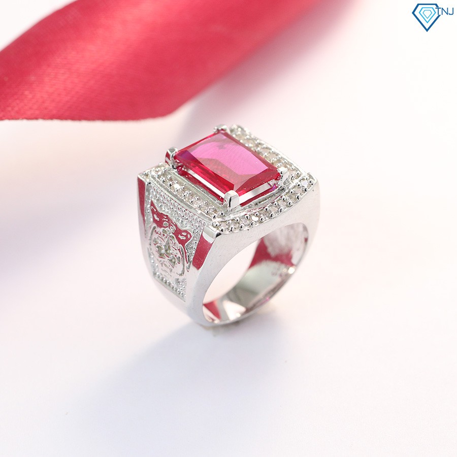 Nhẫn bạc nam đầu hổ đính đá đỏ NNA0070 Trang Sức TNJ