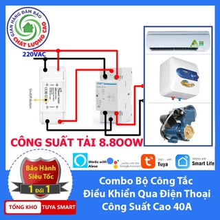 Bộ công tắc điều khiểu từ xa wifi công suất lớn 40A 1 công tắc Tuya smart life và 1 khởi động từ CHINT 40A
