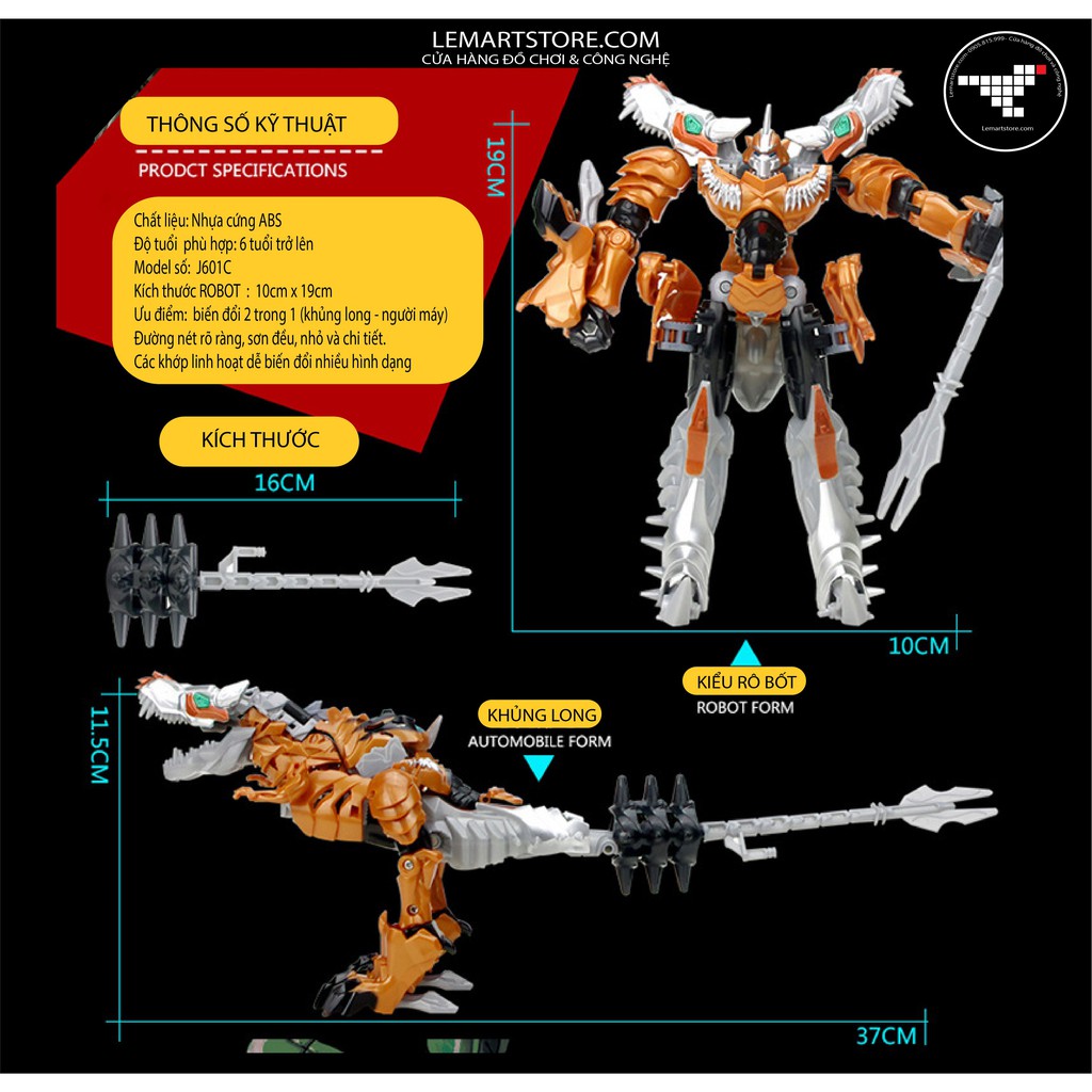 NHÂN VẬT GRIMLOCK (TRANSFORMER)-LẮP GHÉP 2 TRONG 1 -Khủng long biến thành Robot