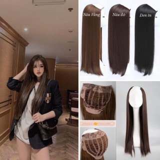 Tóc kẹp chữ U thẳng dài 55cm. Dải kẹp tóc giả KU thẳng