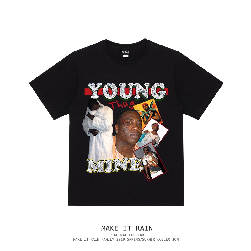 Áo thun nam nữ ngắn tay cổ tròn in chữ Young (MAKE IT RAIN)