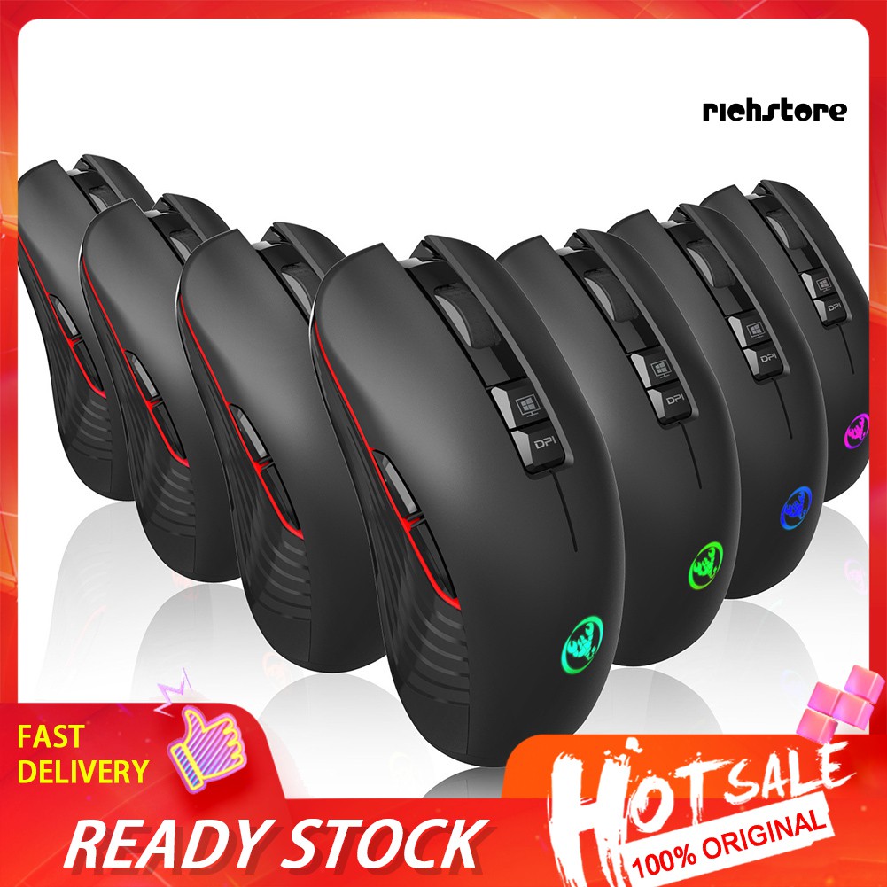 Chuột Gaming Không Dây 8 Nút Bấm Có Đèn Led 3600dpi