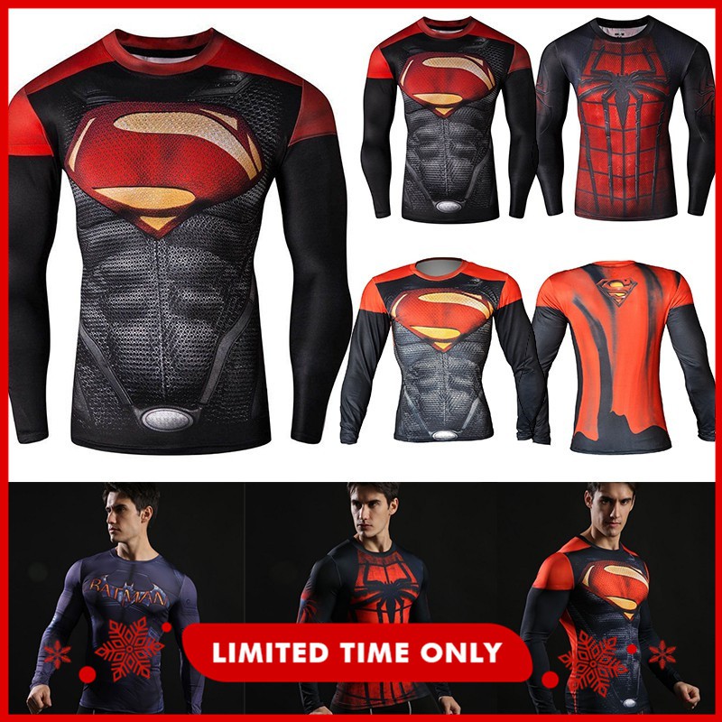 Áo thun dài tay họa tiết siêu anh hùng cho nam