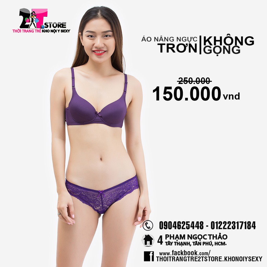 Áo Nâng Ngực Cotton Không Gọng Trơn (Tím)
