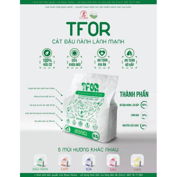 Cát đậu nành TFOR hữu cơ an toàn cho mèo