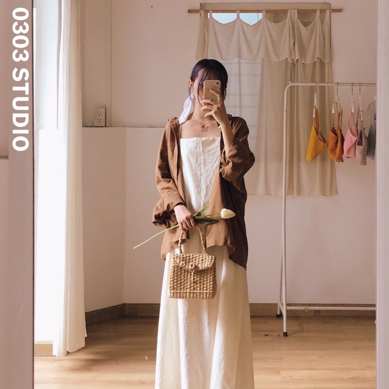 Áo sơ mi linen form rộng ray dài - phiên bản truyền thống - Mộc Lan- 0303 studio ✿