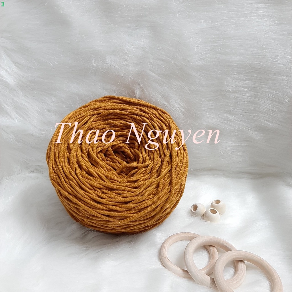 Dây dệt mắt na đan macrame, đan túi handmade. - MAUF VÀNG MÚSTARD- 3mm