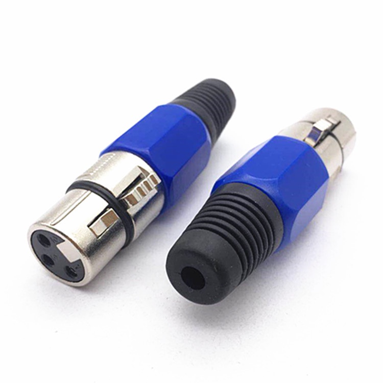 Jack Canon XLR âm vỏ kim loại đuôi cao su màu xanh