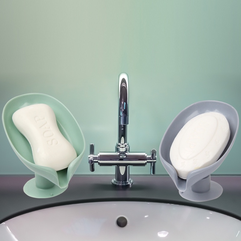 Hộp đựng xà phòng hình chiếc lá dạng cốc hút không cần khoan lỗ thoát nước được sáng tạo dành cho phòng tắm
