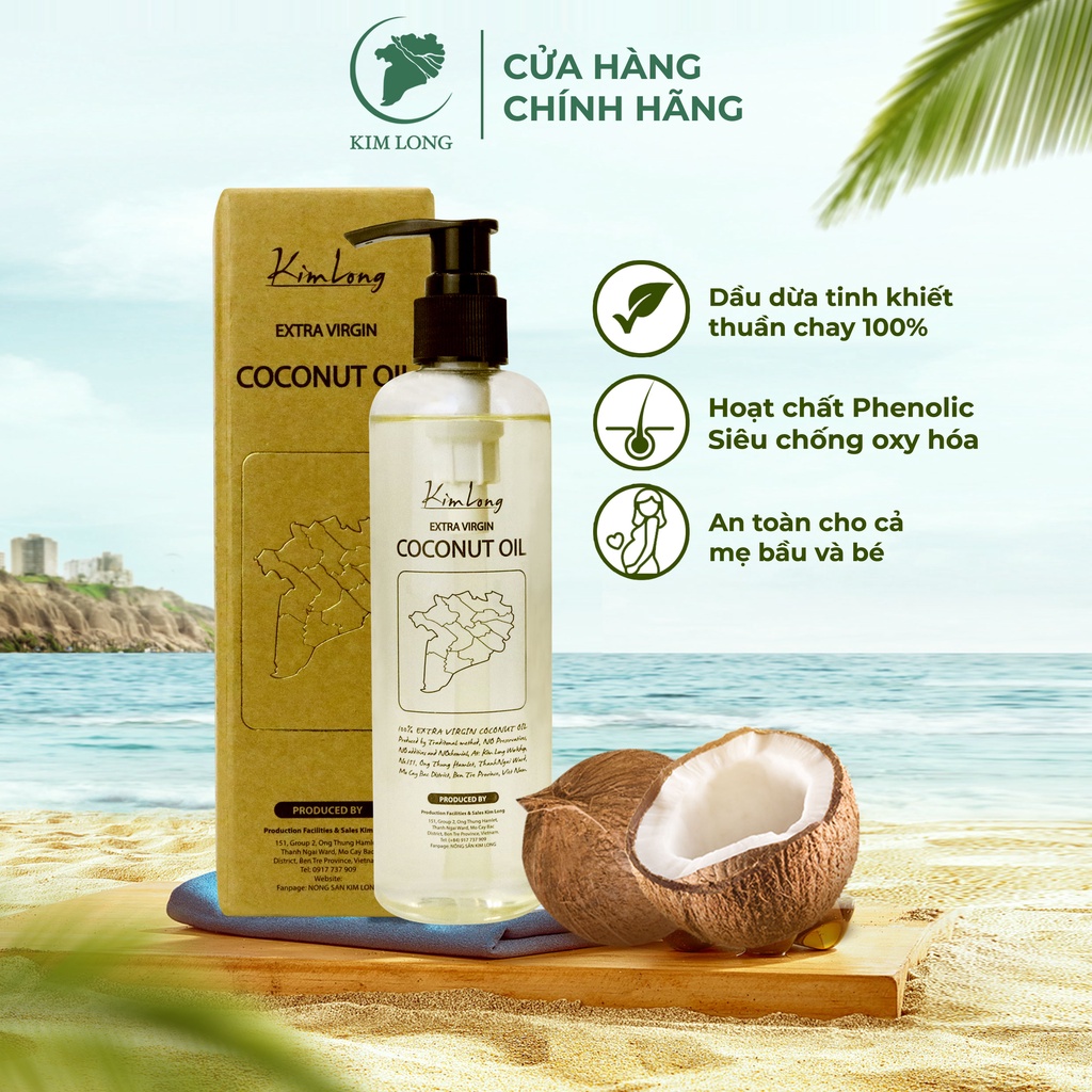Combo 2 Chai Dầu Dừa Truyền Thống Kim Long Việt Nam Tinh Khiết Và Giàu Dưỡng Chất 1000ml