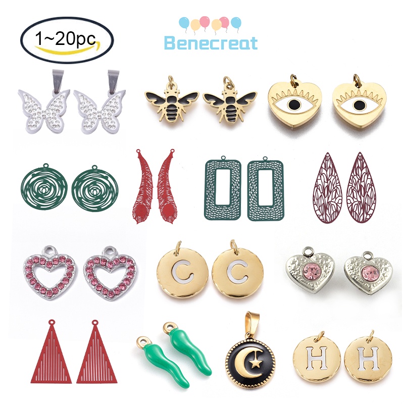 Set 1-20 Mặt Dây Chuyền Bằng Thép Không Gỉ Mạ Vàng Hình Bướm Nhiều Màu Sắc