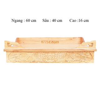 Bàn thờ treo tường gỗ Xoan Đào ngang 60 cm trạm rồng mẫu 2