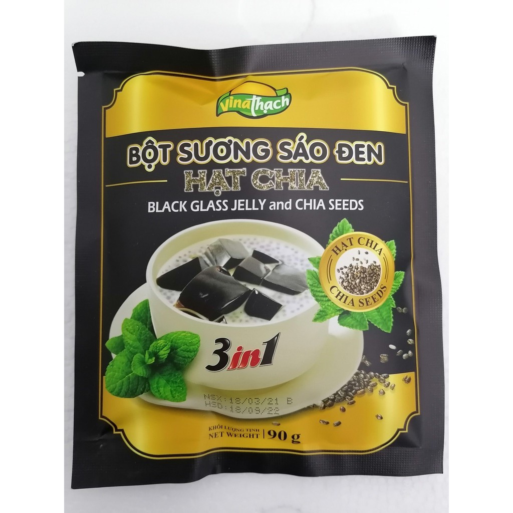 [90g] Bột sương sáo đen & hạt Chia VinaThạch [VN] TAVIFOOD Black Glass Jelly with Chia Seeds (btn-hk)