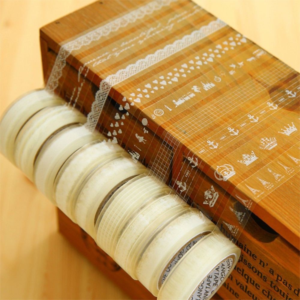 5 Cuộn Băng Keo Trắng Trong Suốt Dễ Thương