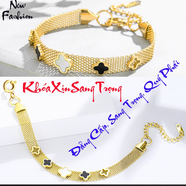 Lắc tay titan hình hoa 4 cánh khóa xịn đẹp, bền màu, hợp thời trang - Đem lại sang trọng, quý phái cho người đeo