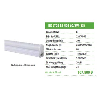 Đèn led T5 Rạng Đông LT 03 T5