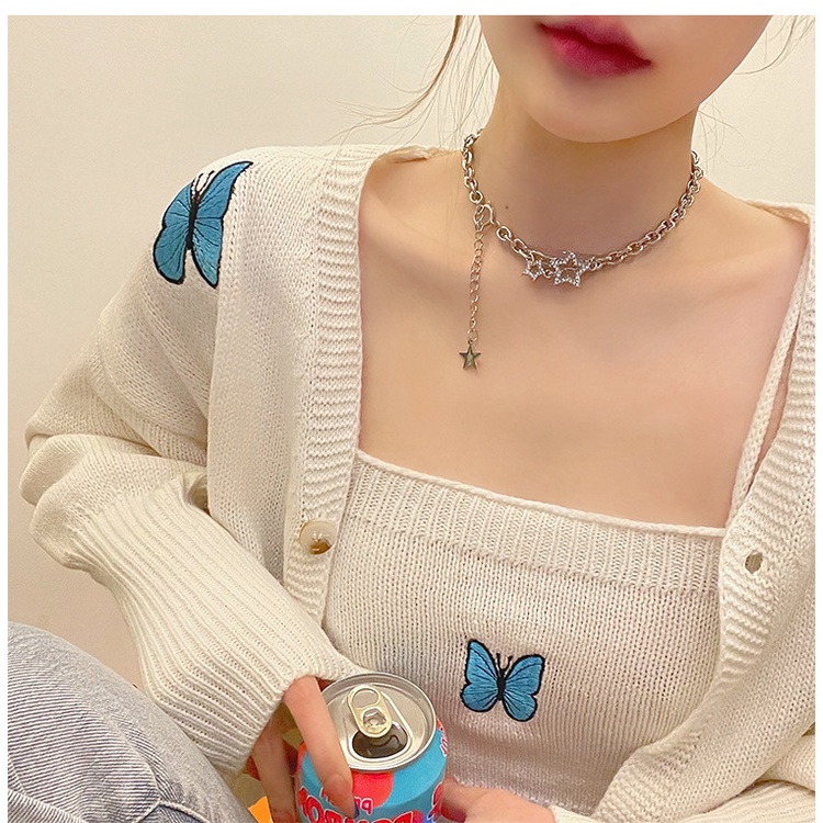Vòng cổ hai lớp hình ngôi sao phong cách hip hop