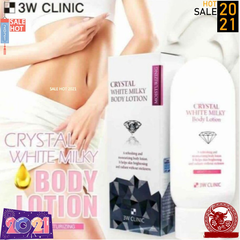 Kem ủ kích trắng da toàn thân 💞𝑭𝒓𝒆𝒆𝒔𝒉𝒊𝒑💖 mỹ phẩm hàn quốc chính hãng 3W CLINIC CRYSTAL WHITE MILKY BODY LOTION