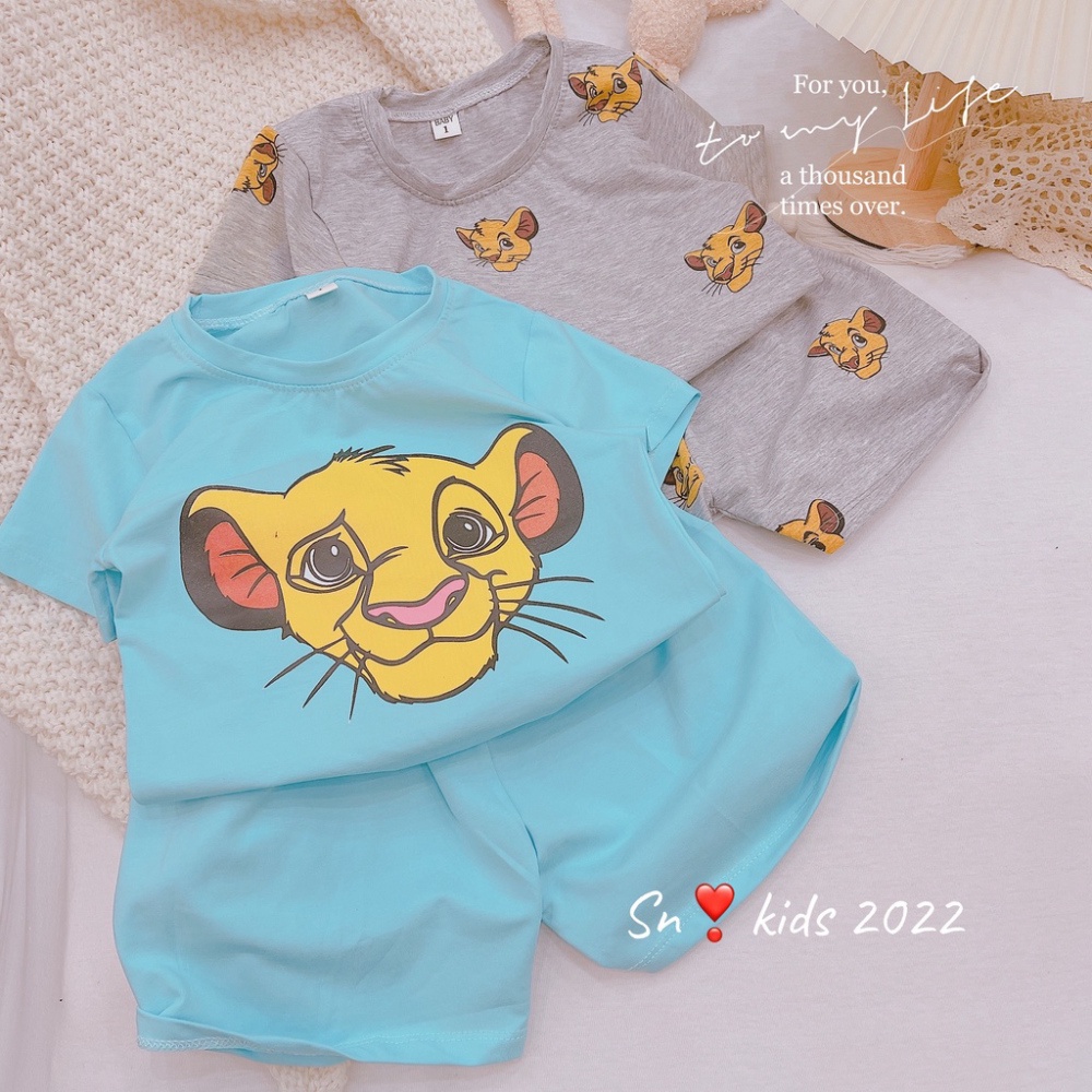 Bộ cộc tay bé trai, bé gái, bộ chất Cotton tàu hổ xanh xám thoáng mát cực đẹp cho bé