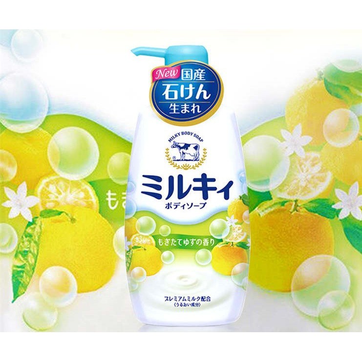 [Hỏa tốc HCM]  Sữa tắm hương hoa bưởi milk body soap cow 550ml nội địa nhật bản