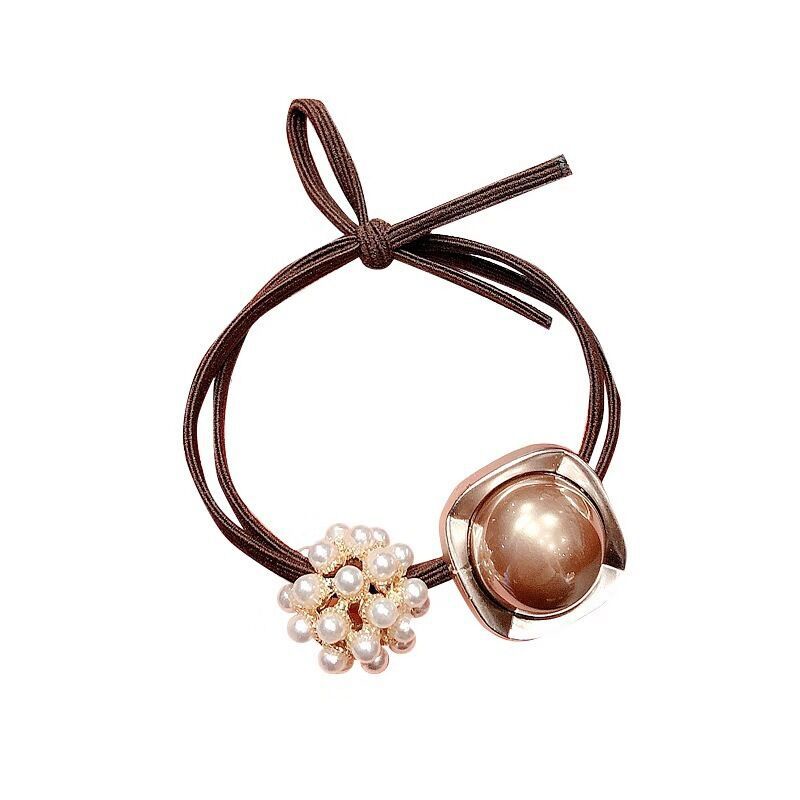 Dây Cột Tóc Cao Su Co Giãn Đính Bóng Hợp Kim Đơn Giản Và Tươi Tắn Phong Cách Hàn Quốc Cho Nữ