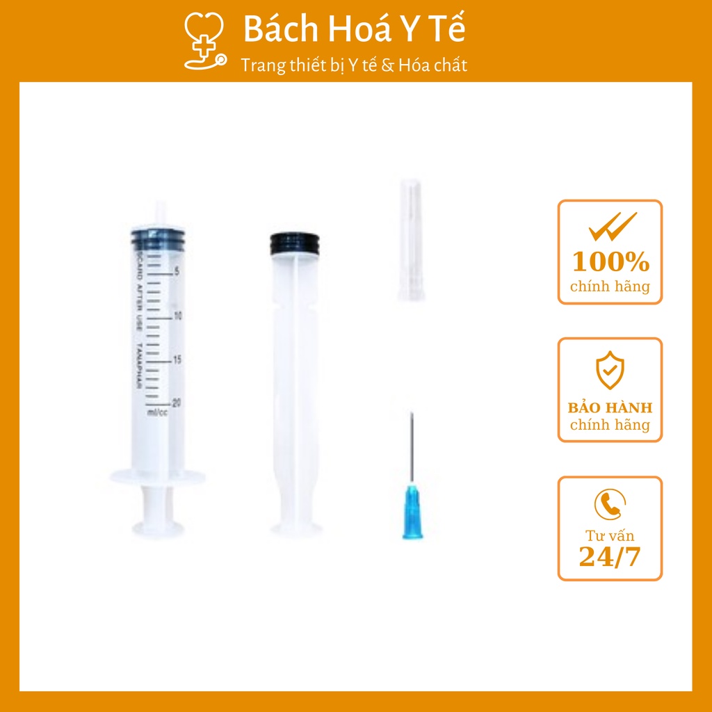 Bơm tiêm dùng 1 lần Việt Nam TANAPHAR bơm 20ml (hộp 50 cái), dễ dàng sử dụng.