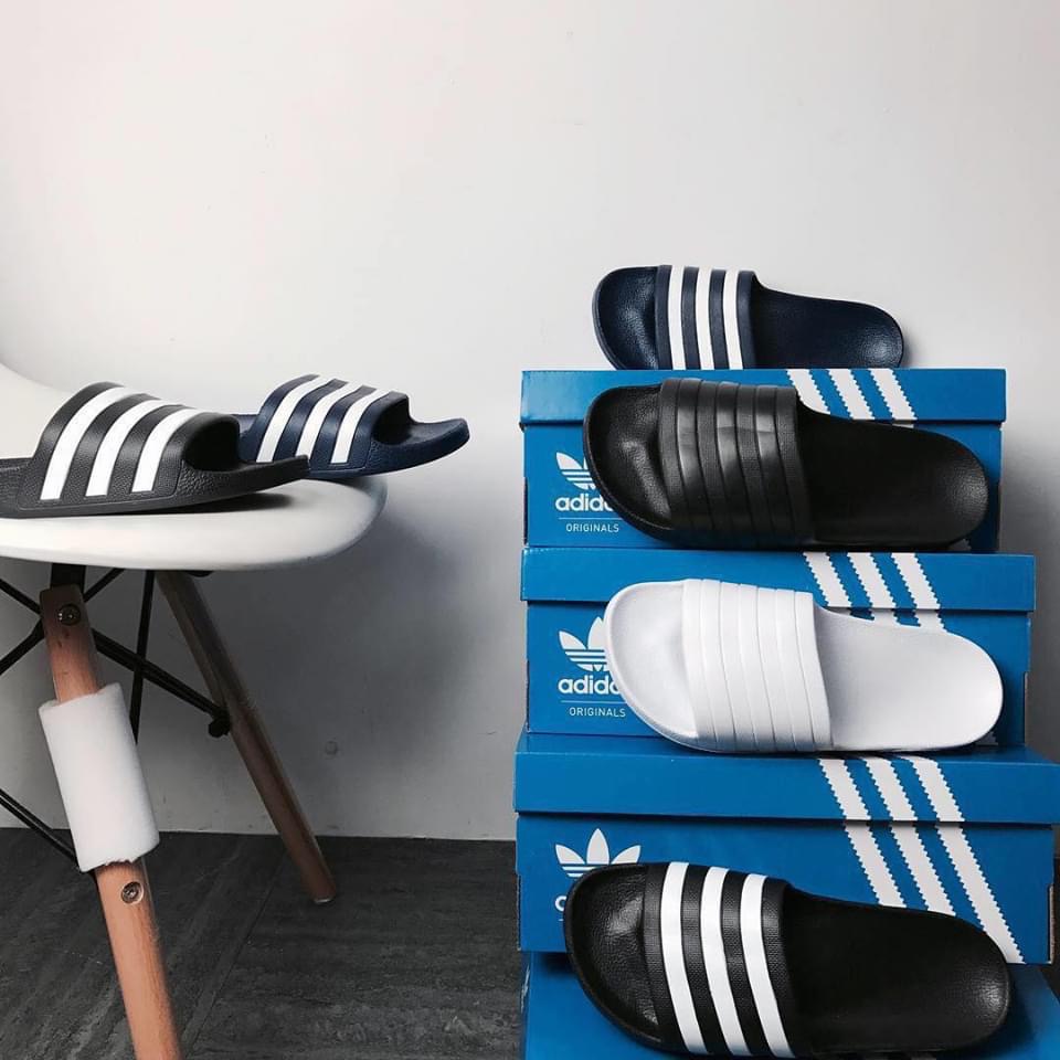 [Mã SKAMLTSM9 giảm 10% đơn 99K] *DÉP ADIDAS AQUA SLIDE ĐEN SỌC TRẮNG BEST SELLER HOT HIT và