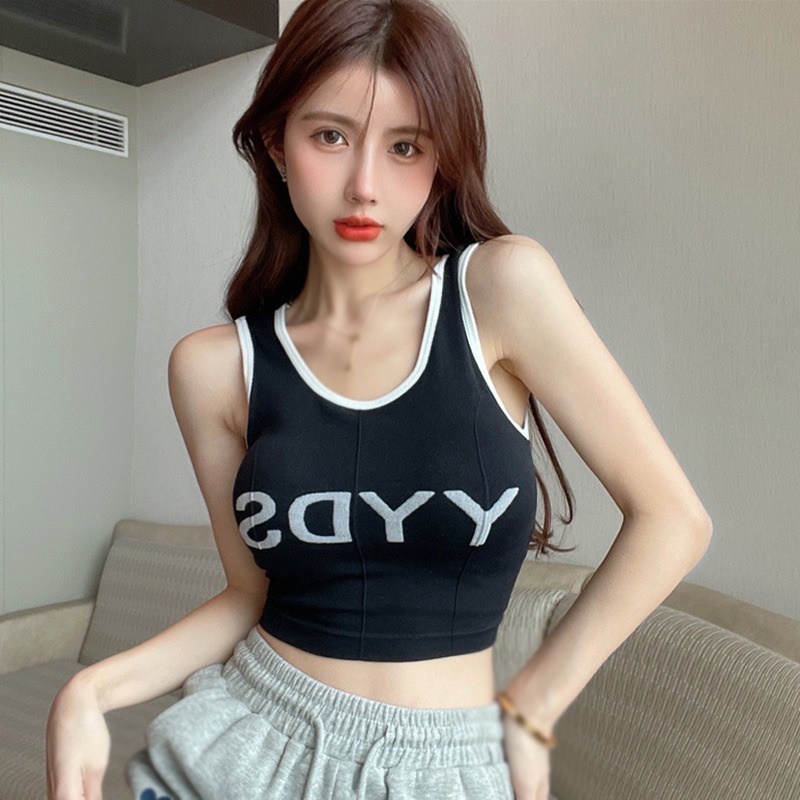 Áo Tank Top Thể Thao In Chữ Phong Cách Hàn Quốc Quyến Rũ Cho Nữ