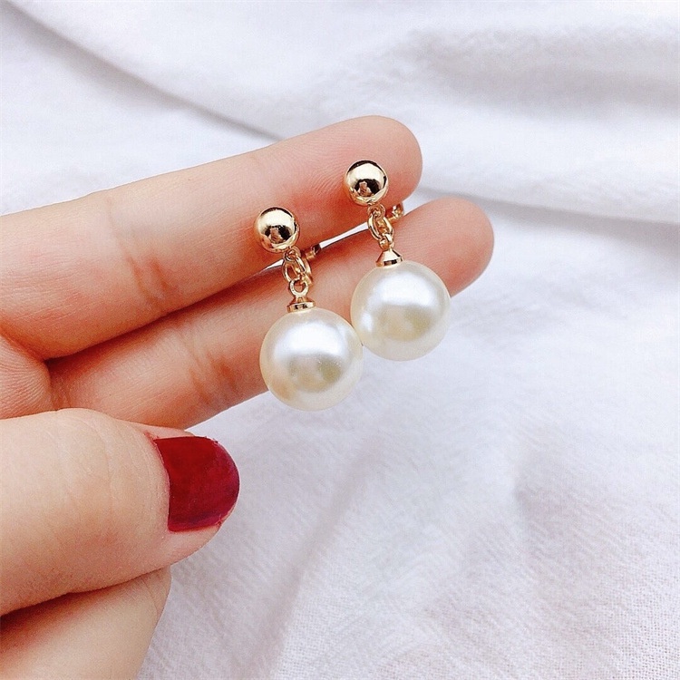Bông tai tròn đính ngọc trai nhân tạo không xỏ lỗ cho nữ