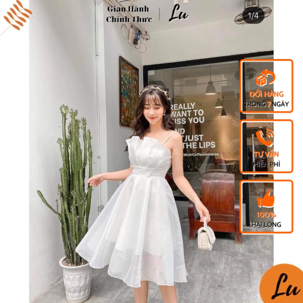 Đầm Xoè Công Chúa LuShop Váy 2 Dây Xếp Li May 2 Lớp hợp với Dự Tiệc Dạo Phố Đi Chơi Hàng Cao Cấp Giá Tốt