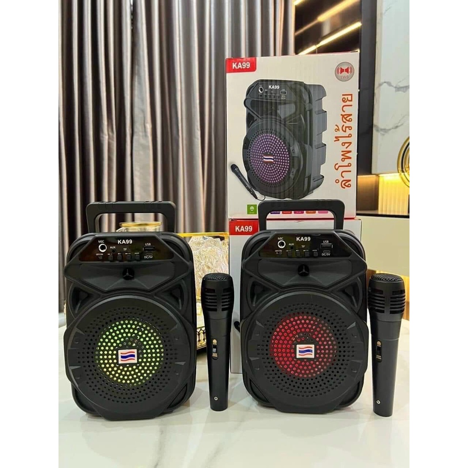 Loa karaoke Bluetooth KA99 Nhập Thái Lan - Tặng 2 Mic Hát Song Ca, Loa  Karraoke không dây  - Thẻ Nhớ USB Đài FM