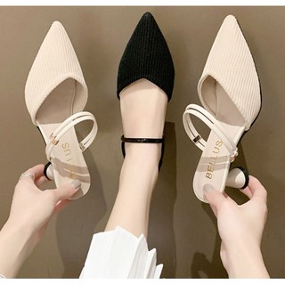 HÀNG SẴN_Giày Sandal Basic Mũi Nhọn Hai Kiểu Mặc Đế Tròn