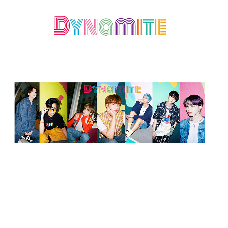 Băng rôn cầm tay in hình album Dynamite của nhóm BTS dùng cho cổ vũ