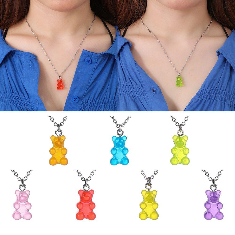 LAY Vòng Tay Mặt Hình Gấu Bằng Resin Màu Kẹo Ngọt Thời Trang Cho Nữ