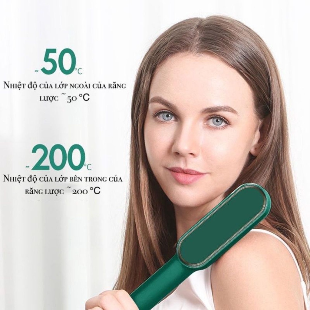 Lược Điện Chải Tóc Kiêm Máy Uốn - Duỗi - Ép Tóc Chuyên Nghiệp Giúp Tạo Kiểu Nhanh Chóng Với 6 Mức Nhiệt - BH 12 Tháng