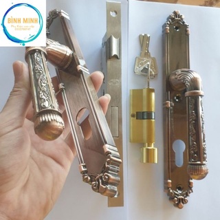 Khóa Tay Gạt Đơn Điểm AG giả cổ Lắp Cửa Nhôm hệ 55 Vát Cạnh , PMA, Việt Pháp, cửa nhựa lõi thép, sắt hộp inox