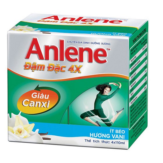 Thùng sữa Anlene nước Đậm đặc 4X hương Vani 125ml 1thung/48 hộp