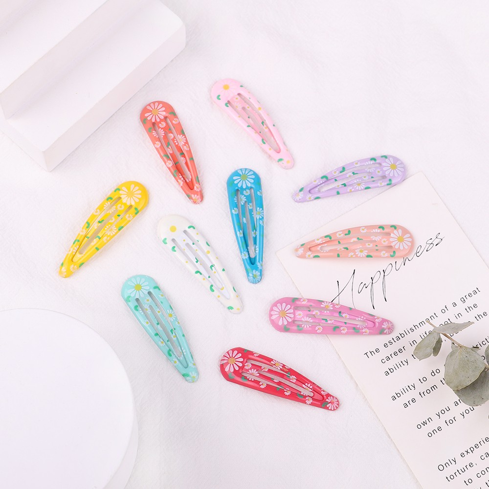Set 4 Kẹp tóc KIDSBOWS kim loại hình hoa cúc đơn giản xinh xắn cho nữ