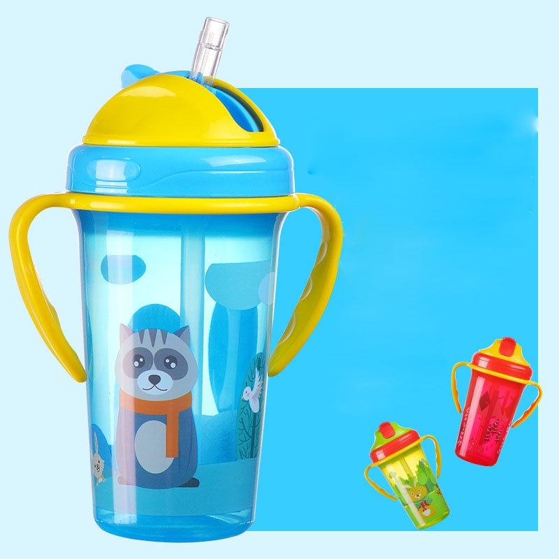 Bình Uống Nước Có Tay Cầm Và Nắp Đậy Chống Tràn Dành Cho Bé