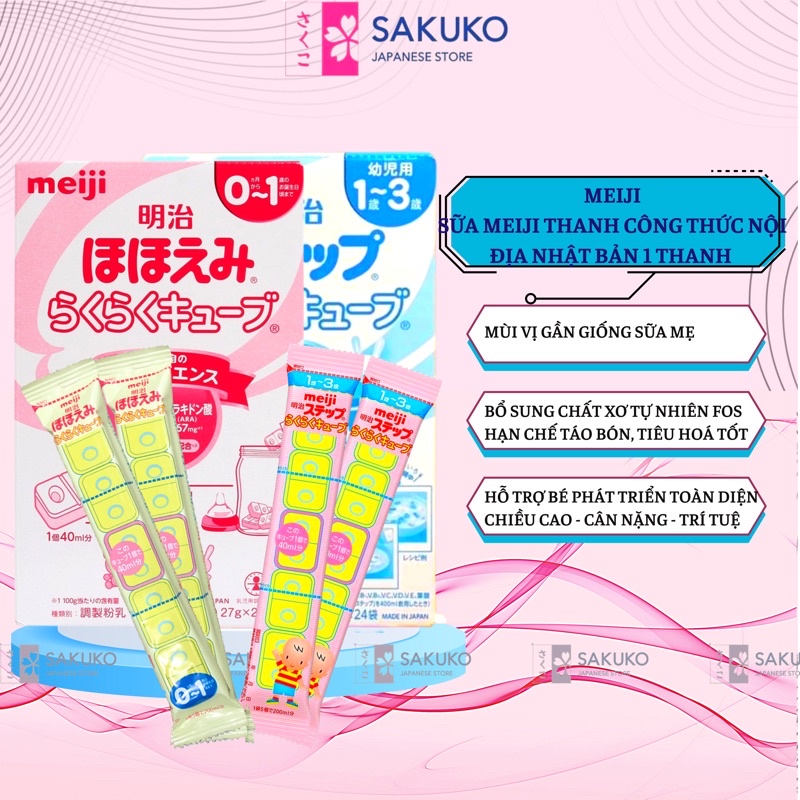 Sữa Công Thức MEIJI Số 0 Và Số 9 Nội Địa Nhật Bản Dạng Thanh Tách Lẻ 27g