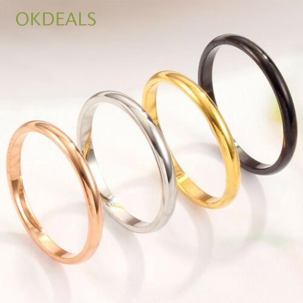 Nhẫn mỏng có thể xếp chồng lên nhau đơn giản size 3-10 rộng 2mm