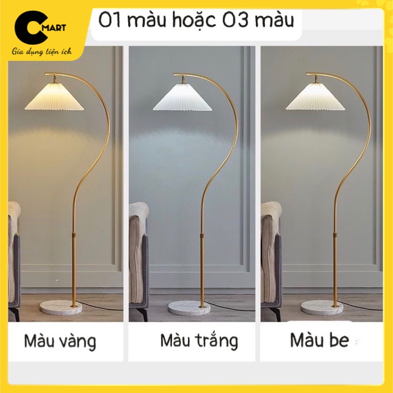 Đèn Sàn Dáng Cong Xếp ly Cao Cấp Sơn Tĩnh Điện Phong Cách Châu Âu Sang Trọng &amp; Hiện Đại [CMART_GIA DỤNG TIỆN ÍCH]